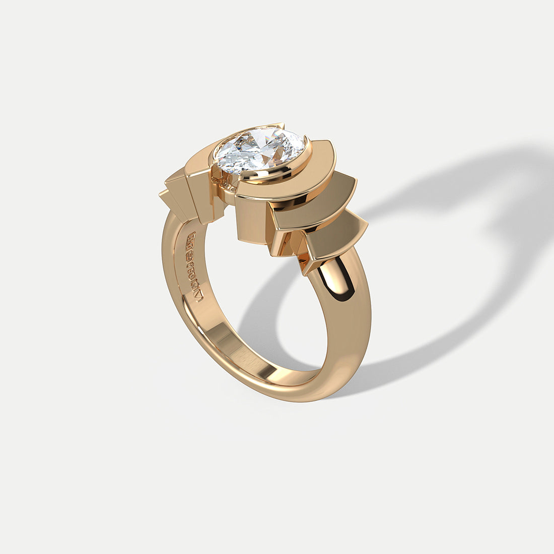  Oval Diamond Beat Gold Ring by Hannah Martin | The Cut London