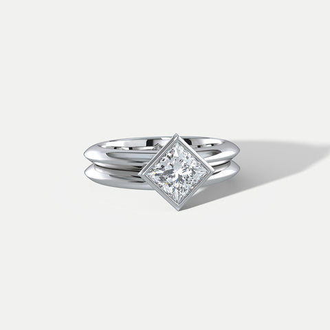 Hannah Martin Square Diamond Bond Platinum Ring