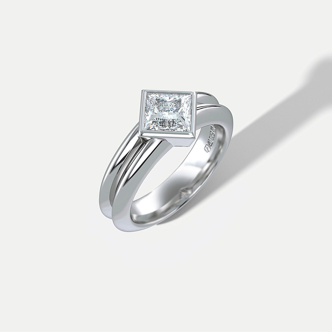  Square Diamond Bond Platinum Ring by Hannah Martin | The Cut London