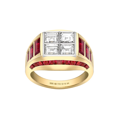 Hattie Rickards Carré Cut Diamond & Ruby Ring