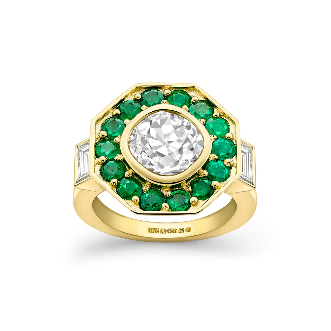  Cushion Cut Diamond & Emerald Halo Ring by Hattie Rickards | The Cut London