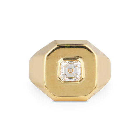 Jessie Thomas Asscher Cut Diamond Signet Ring