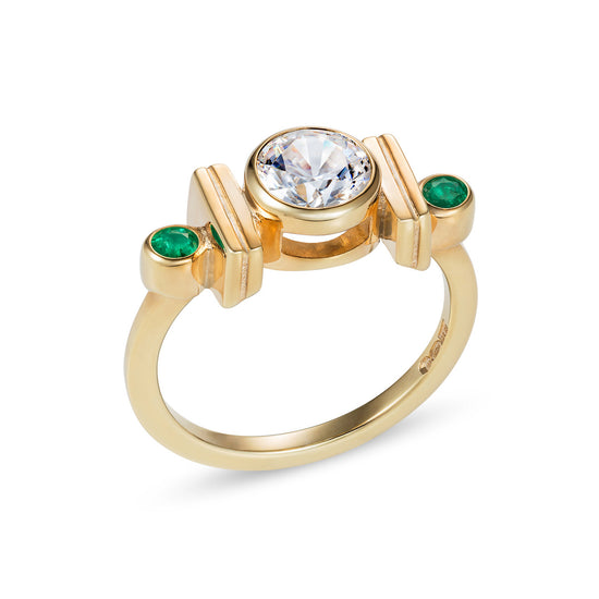 Lily Kamper Geometric Diamond & Emerald Ring | The Cut London