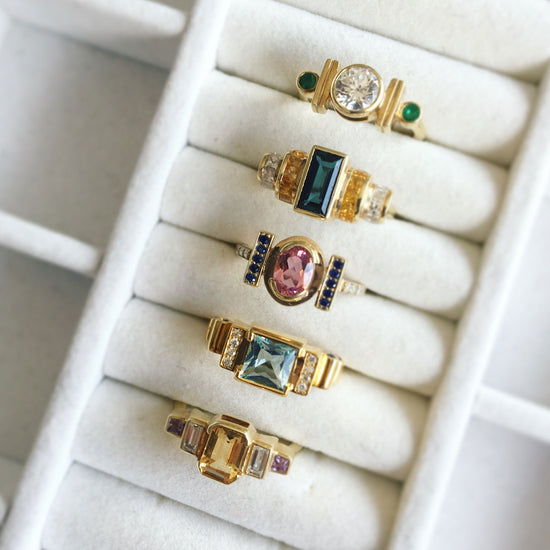 Lily Kamper Geometric Diamond & Emerald Ring | The Cut London