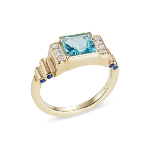 Lily Kamper Pale Aquamarine Geometric Style Ring