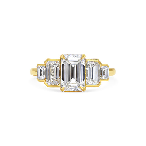 Rachel Boston Graduated Emerald Cut Diamond Deco Ring
