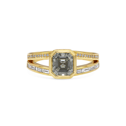 Rachel Boston Grey Diamond Split Band Ring