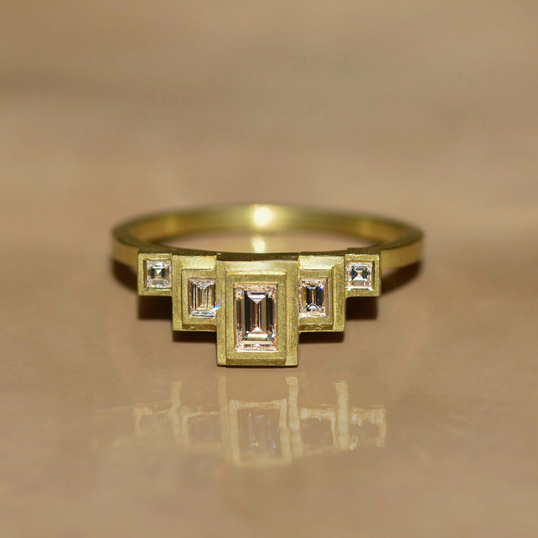  Brushed Gold and Diamond Phases Ring by Shivani Chorwadia | The Cut London