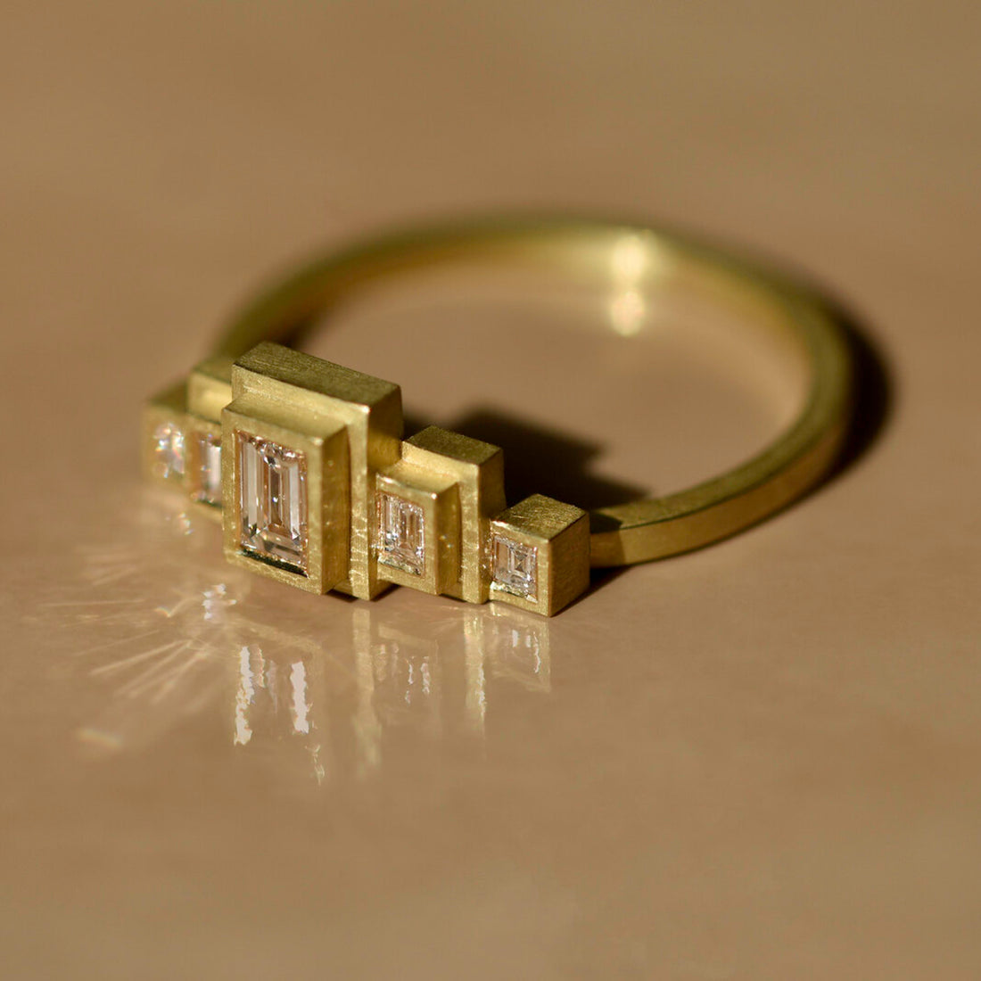  Brushed Gold and Diamond Phases Ring by Shivani Chorwadia | The Cut London