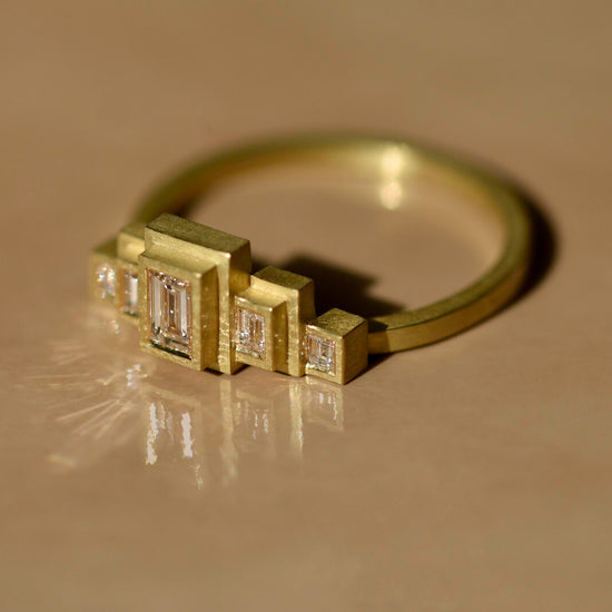 Shivani Chorwadia Brushed Gold and Diamond Phases Ring | The Cut London